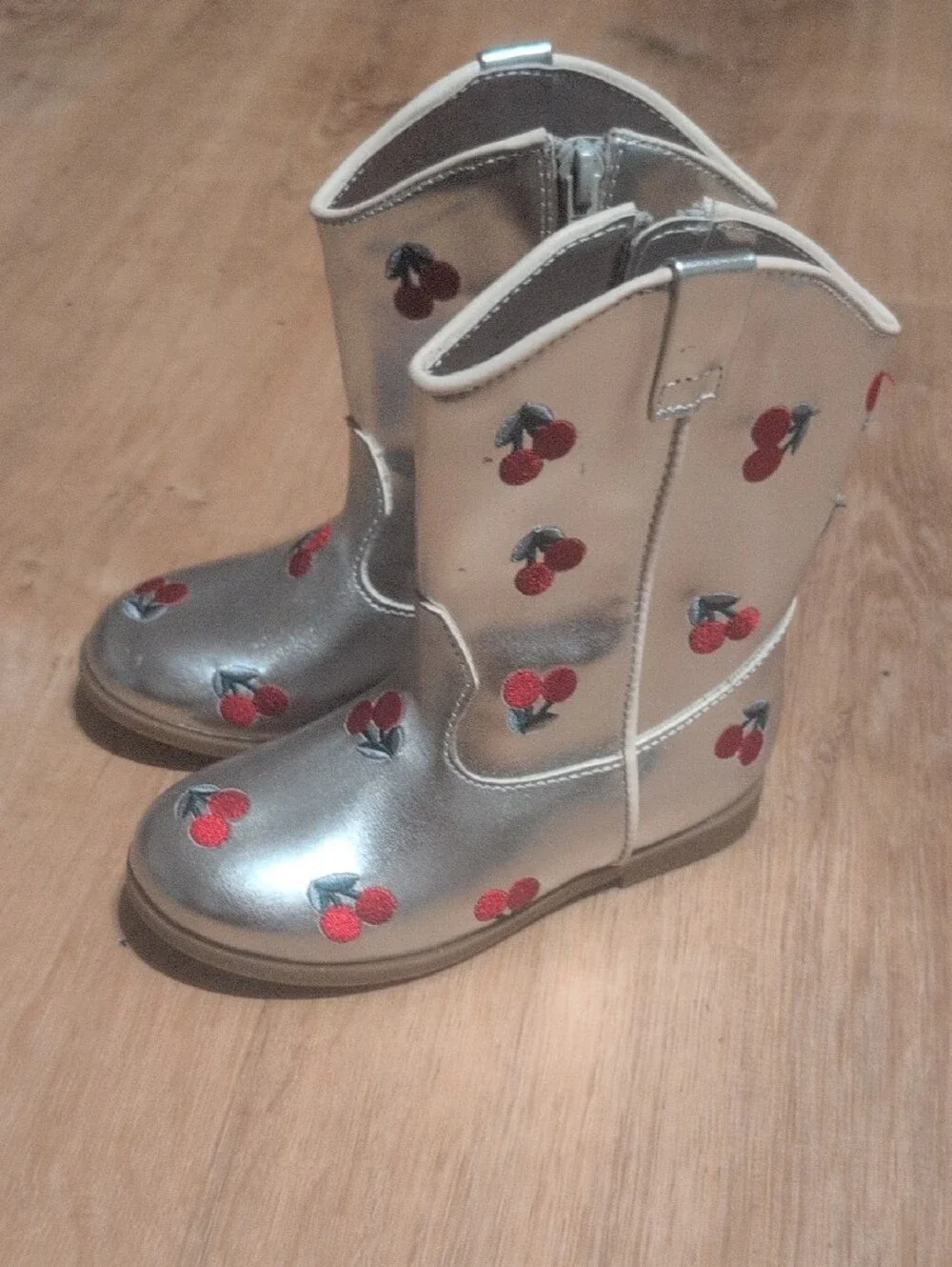 Tucker + Tate Toddler Girls Silver Cherry Embroidered Cowboy Boots